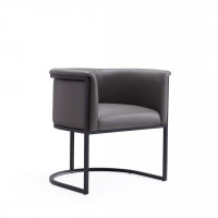Manhattan Comfort DC044-PE Bali Pebble and Black Faux Leather Dining Chair
